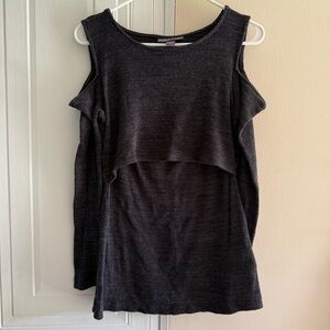 A Pea in the Pod Maternity Nursing Black Cold Shoulder‎ Sweater Top Size Large
